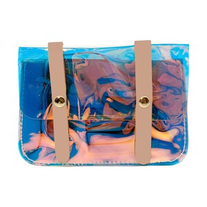Hologram PVC Shoulder crossbody Bag, Iridescent, Slim Wallet, Transparent clutch, Holographic Design Wallet, Mini Clutch Handbag for Girls