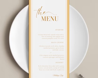 Modern Wedding Menu Card, Custom Wedding Menu Card, Wedding table menus, Printed Menus, Dinner Food Menu Card, Strip Menu Card Multicolor
