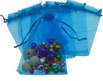 Organza Favor Bags 3.4"x4.5": Jewelry, Wedding, Party - Blue, Red, Golden, Christmas Gift Bag