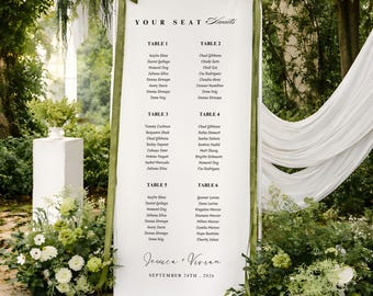 Custom Fabric Wedding, Fabric Seating Chart for Engagement, fabric Seating Banner for Wedding, Outdoor Reception Decor, Elegant Wedding Sign