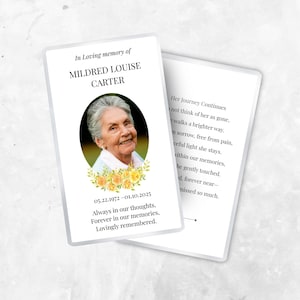Personalized Funeral Memorial Prayer Cards with Photo, Laminated Custom Remembrance Card, Remembrance Card, Obituary Card. Printed / Digital