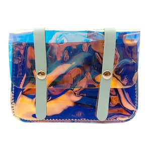 Hologram Plastic Shoulder Crossbody Bag,  Slim Wallet, Transparent clutch, Holographic Design Wallet, Mini Clutch Handbag for Girls