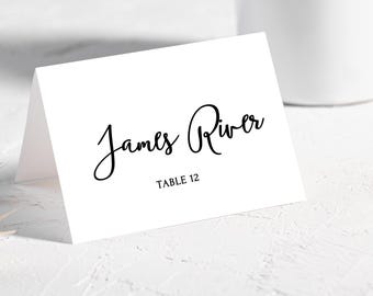 Personalized Printed Wedding Place Cards with Meal Choice | Table Name Card Folded | Custom Placement Cards | Dinner Card | Table Place Card