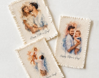 Cotton Father's Day Gift, Custom father's Day Portrait, A Special Gift for Father, Custom Portrait Gift for Wife or Husband, Mini Photo Dad