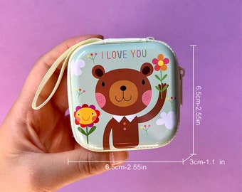 Cute Monkey Mini Tin Box Pouch, Lanyard Purse, Zipper Pouch, Kids Wallet, Coin Bag, Gifts for Kid, Animal Wallet, Gifts for Birthday Kids