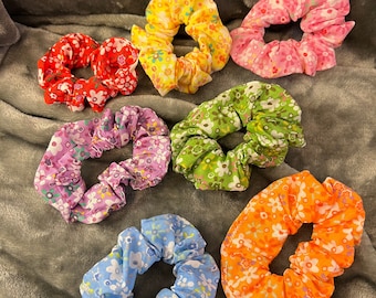 Cotton Flower Scrunchies