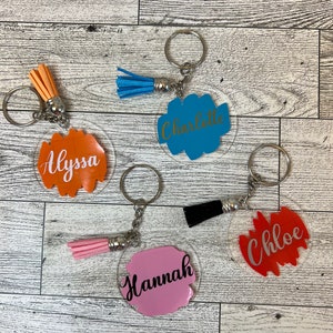 Personalized Acrylic Round Keychain with Tassel