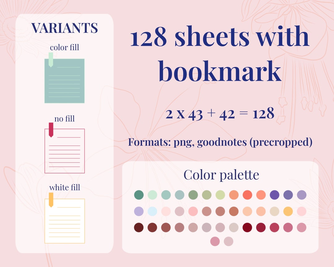 Sheets With Bookmark Digital Stickers Goodnotes Notability Etsy