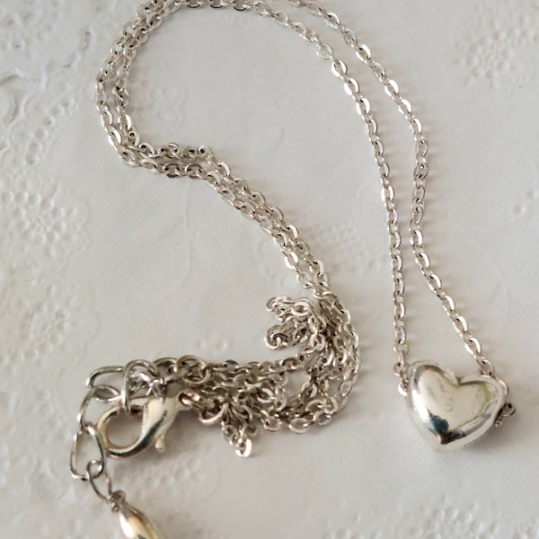 Small Silver-Plated Floating Heart Necklace