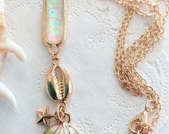 Handmade Gold Seashell Necklace, Ocean-inspired Jewelry, Coastal