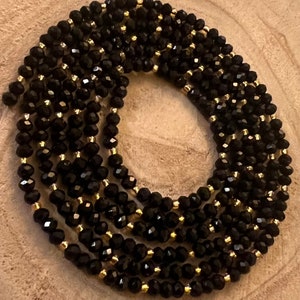 Baya perles de taille bijoux de reins/tailles bine bine waistbeads en perles noires et dorées image 1