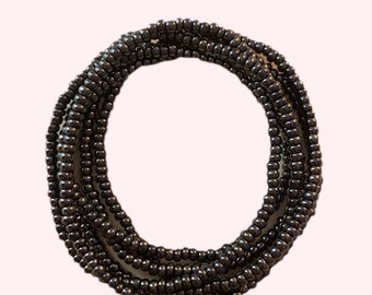 Baya - chaîne de ventre - perles de taille - waistbeads en perles anthracites