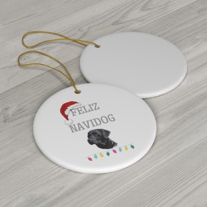 Feliz Navidog - Black Labrador - Ceramic Ornament, 1-Pack