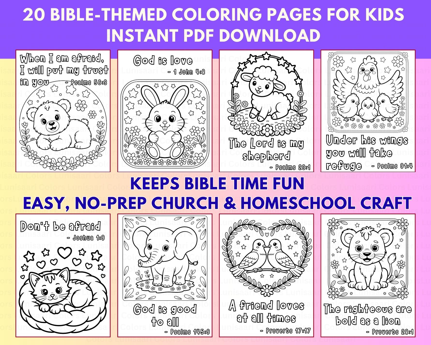 Animals Bible Verse Coloring Book for Kids: Christian Printable (PDF ...