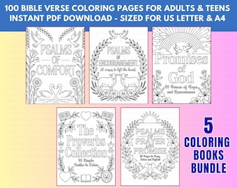 Pacchetto di libri da colorare con versetti della Bibbia: Salmi e Proverbi (download digitale PDF)