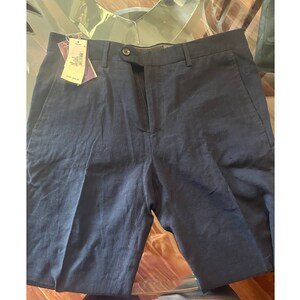 Heren Saks Fifth Avenue collectie linnen blauwe broek maat 34