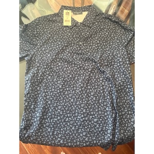 Saks Fifth Avenue Modern Navy Printed Polo M NWT