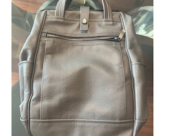 Artphere Leather Compact Small Grey Backpack