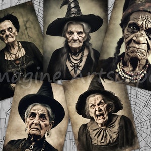 10 Vintage Halloween Witch Portraits | Scary and Creepy Halloween Horror Decor | Digital Prints