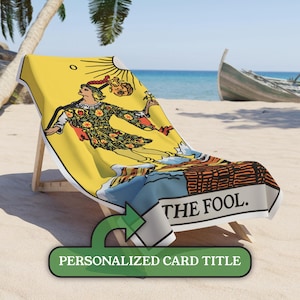 Serviettes de plage et de main The Fool Tarot personnalisées, couverture bohème au bord de la piscine, accessoire de bain d'été, cadeau pour les amateurs de tarot, décoration colorée