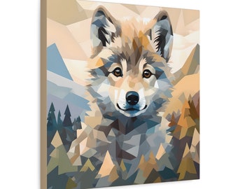 Canvasafdruk Wolf pup — In galerie verpakte muurkunst, decor voor kinderkamer, klaslokaal, speelkamer