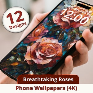 Fondo de pantalla de teléfono y tableta Rose, imágenes florales elegantes y con estilo para pantalla de bloqueo o fondos. Una docena de imágenes de flores diferentes.