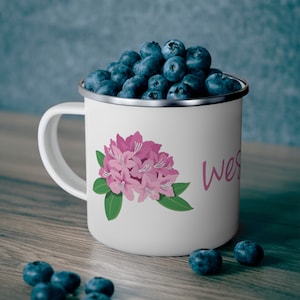 West Virginia Rhododendron Enamel Mug | 12 oz