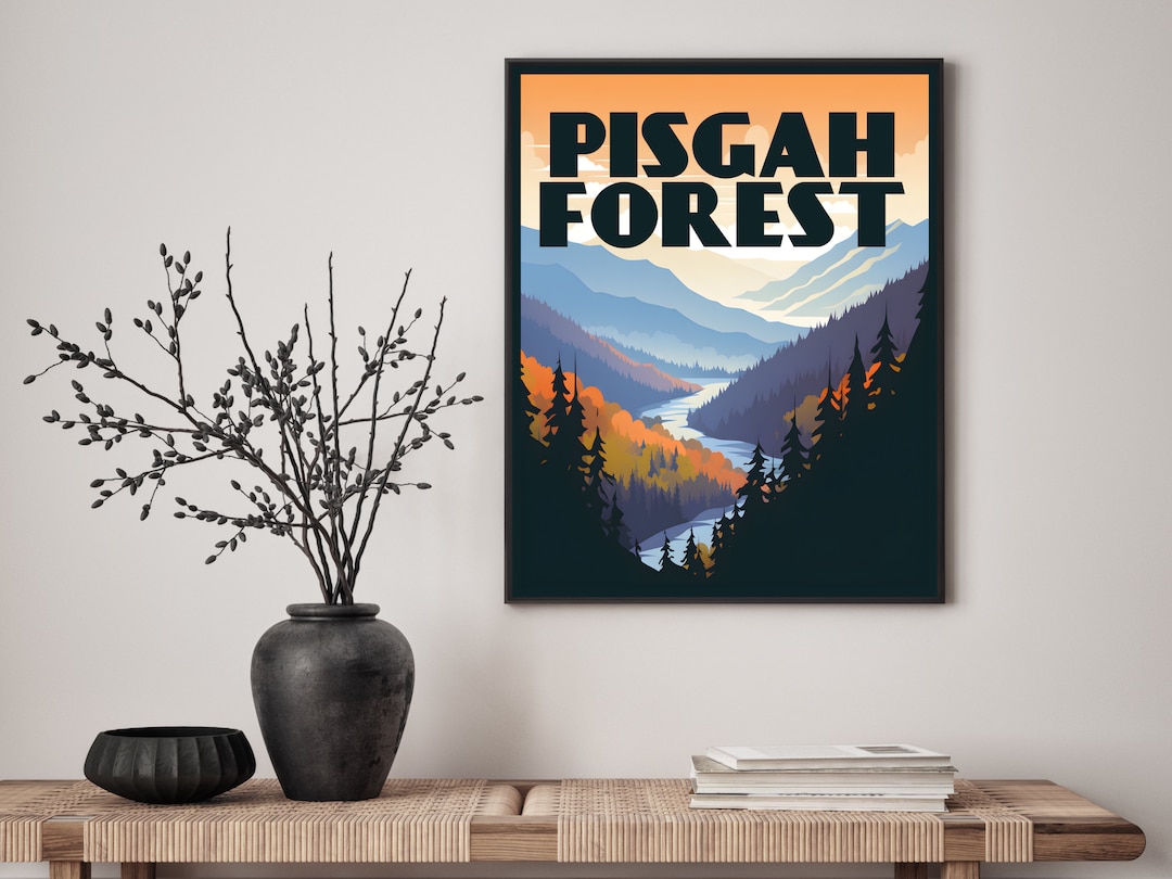 Pisgah National Forest Retro Travel Poster North Carolina Etsy