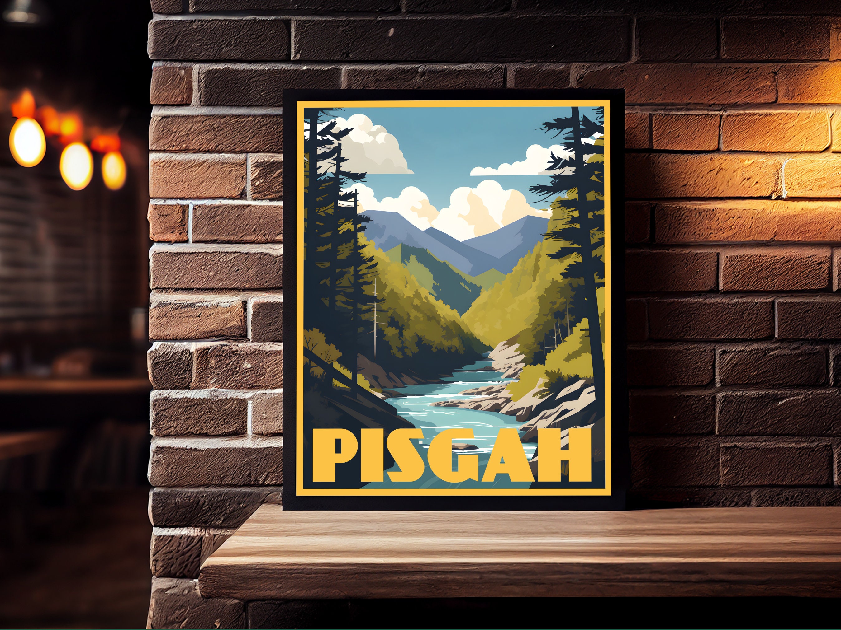 Pisgah National Forest Retro Travel Poster, North Carolina, Pisgah