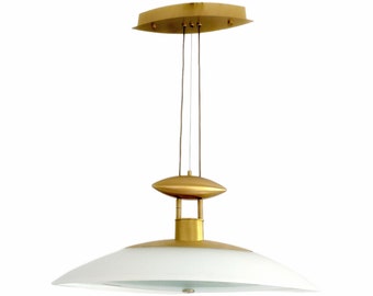 Dinning table lamp. Vintage brass dining room pendant light. Murano Glass dining table pendant light from 1990's.