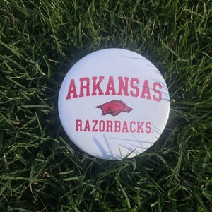 Arkansas Razorback licensed game day pin or pinback button for school and college sports for Arkansas