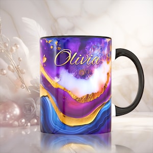 Bunter Marmor und Gold Abstrakte Kunst Tasse