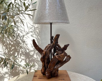 Lamp handmade with reclaimed wood