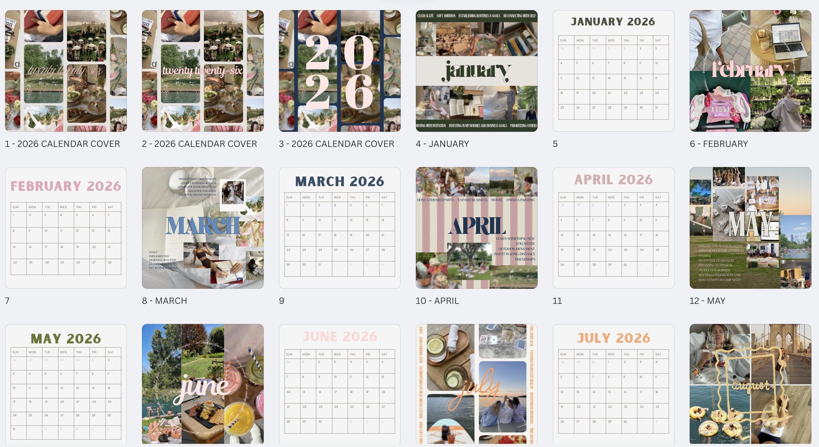 2026 Calendar and Vision Board Canva Template - Instant Digital ...
