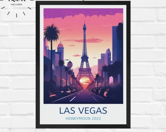 Las Vegas Honeymoon Print Wall Art Las Vegas Customizable Family Trip Las Vegas Poster Vacation Hanging Home Décor Nevada Poster Travel