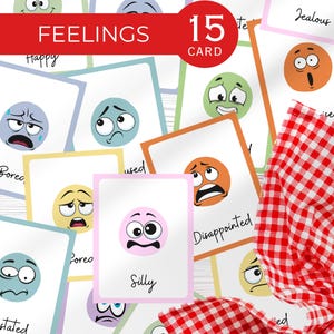 Printable Feelings and Emotions Flashcards for Kids - 15 Emotional Expression Cards for Social Learning at Home or School - PDF Download