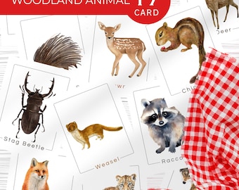 Printable Woodland Animal Flashcards for Kids | Montessori Forest Animal Learning Cards | Educational Toddler Nature Set for Homeschool