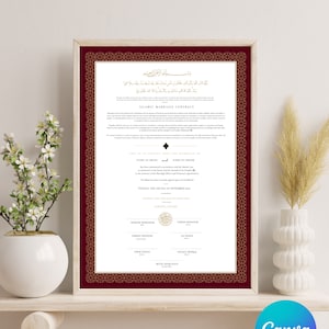 Personalisierte Nikkah Nama, muslimische Ehe Hochzeit Zertifikat Vorlage, bearbeitbar, druckbare digitaler Download, Hochzeitsgeschenk für Braut / Bräutigam