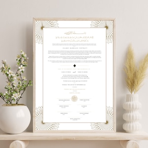 Personalisierte Nikkah Nama, muslimische Ehe Hochzeit Zertifikat Vorlage, bearbeitbar, druckbare digitaler Download, Hochzeitsgeschenk für Braut / Bräutigam