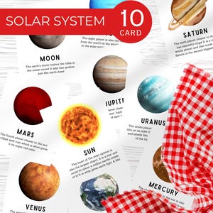 Flashcards imprimables du système solaire pour les enfants | Cartes éducatives d'apprentissage de l'espace pour les tout-petits | Set d'astronomie Montessori pour l'école à la maison