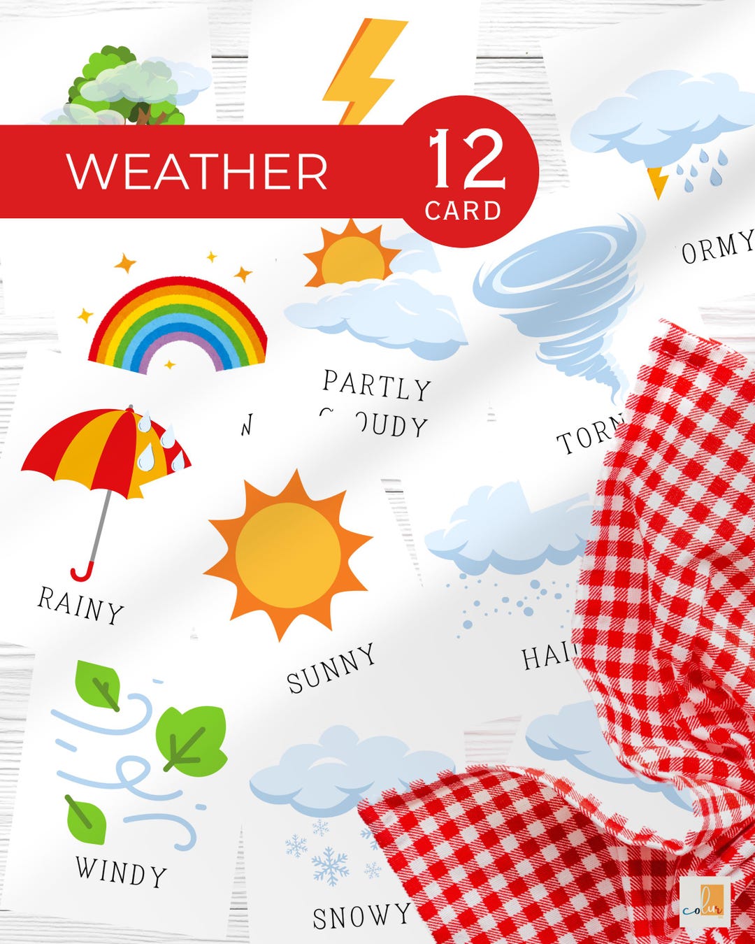 Printable Weather Flashcards for Kids | Montessori Learning Cards for ...