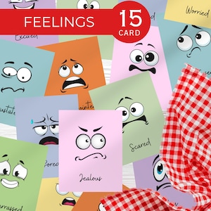 Printable Emotion and Feeling Flashcards for Kids - Social Emotional Learning Cards for Preschool and Homeschool - Instant PDF Download