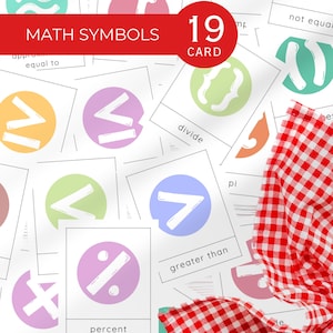 Printable Math Symbols Flashcards for Kids | Montessori Educational Math Cards | Toddler Learning Tools for Homeschool & Classroom Use