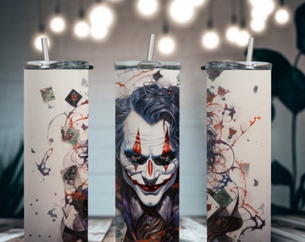 Joker Tumbler Wrap, Joker PNG Digital File, 20oz Skinny Tumbler Wrap, Joker Instant Download, Joker Design Png Tumbler Wrap, Joker Art