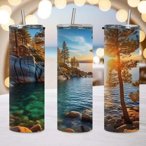 Lake Tahoe Tumbler Wrap, Lake Tahoe Skinny Tumbler Wrap, 20oz Skinny Tumbler Wrap, PNG File, Tahoe PNG Design, South Lake Tahoe Download