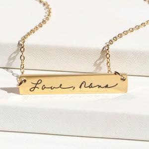 Handwriting Bar Necklace: Personalized Keepsake Jewelry