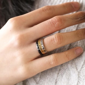 Dainty Personalized Ring: Engraved Stackable Stainless Steel Ring