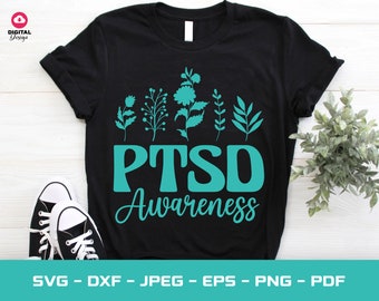 Teal Ribbon PTSD Awareness Svg: Cricut, Sublimation (Digital Download)