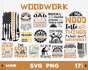 Woodworking SVG Bundle: Lumberjack PNG Designs (Digital Files)