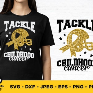Childhood Cancer Awareness Football Ribbon SVG PNG: Tackle Cancer (Digital Download)